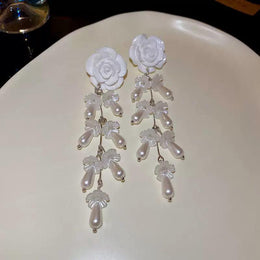 Artificial Beads Beaded Floral Shaped Drop Earrings