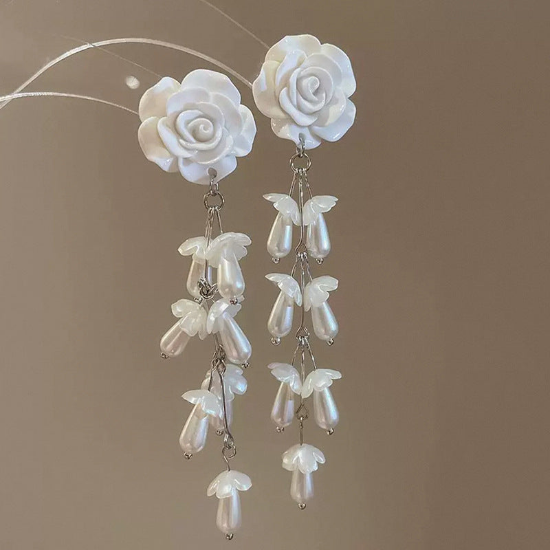 Artificial Beads Beaded Floral Shaped Drop Earrings