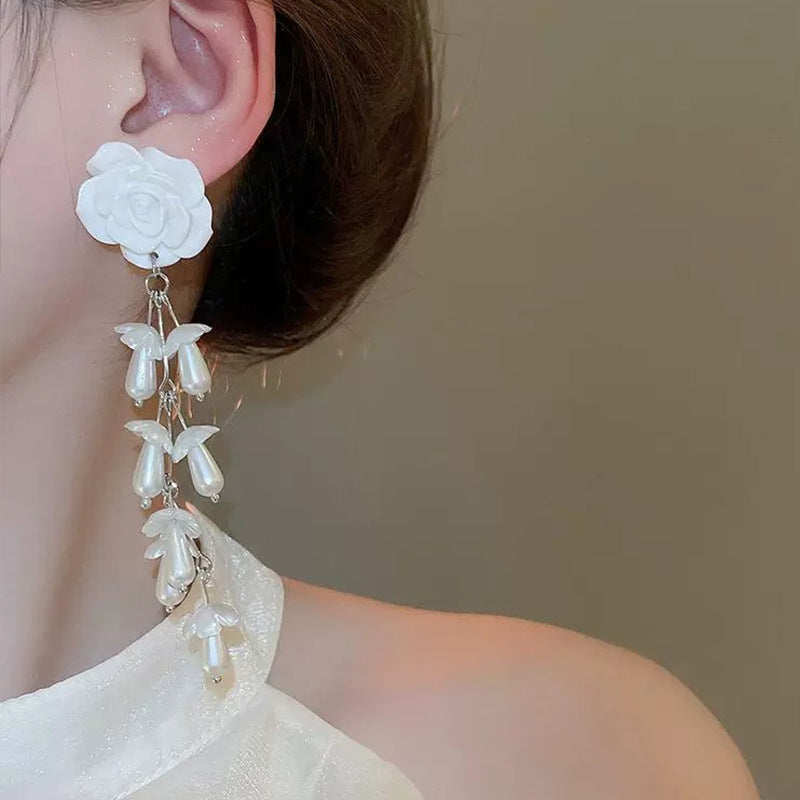 Artificial Beads Beaded Floral Shaped Drop Earrings