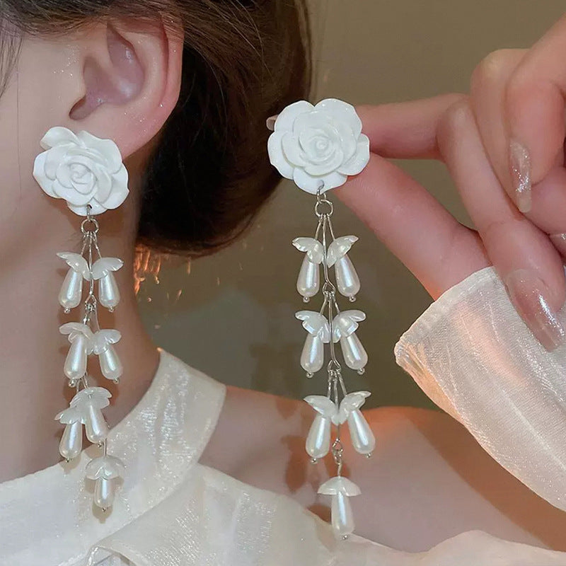 Artificial Beads Beaded Floral Shaped Drop Earrings
