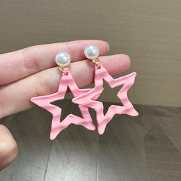 Pearls Beaded Star Shaped Drop Earrings