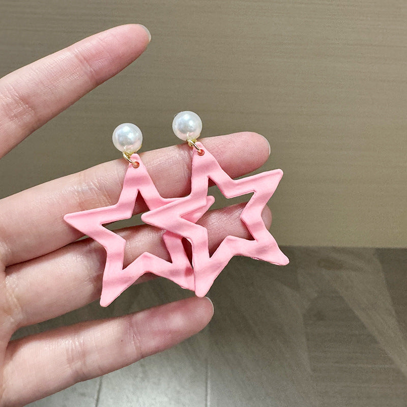 Pearls Beaded Star Shaped Drop Earrings