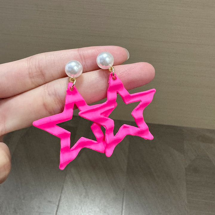 Artificial Beads Star Shaped Drop Earrings