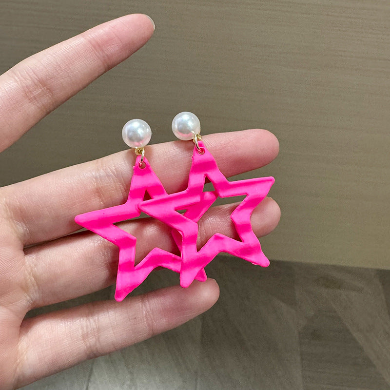 Artificial Beads Star Shaped Drop Earrings