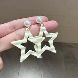 Pearls Beaded Star Shaped Drop Earrings