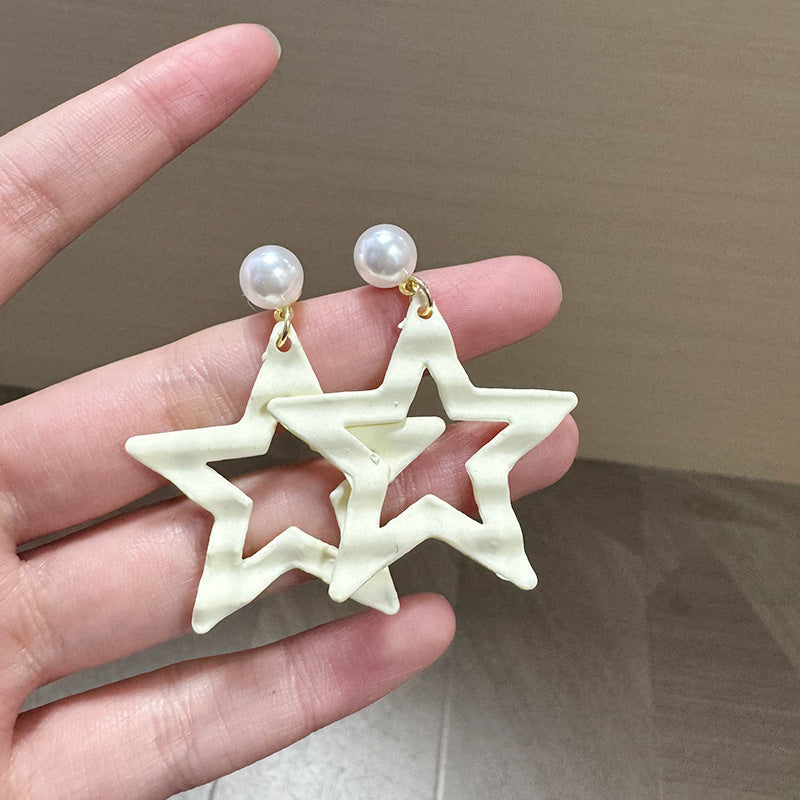 Pearls Beaded Star Shaped Drop Earrings