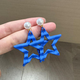 Pearls Beaded Star Shaped Drop Earrings