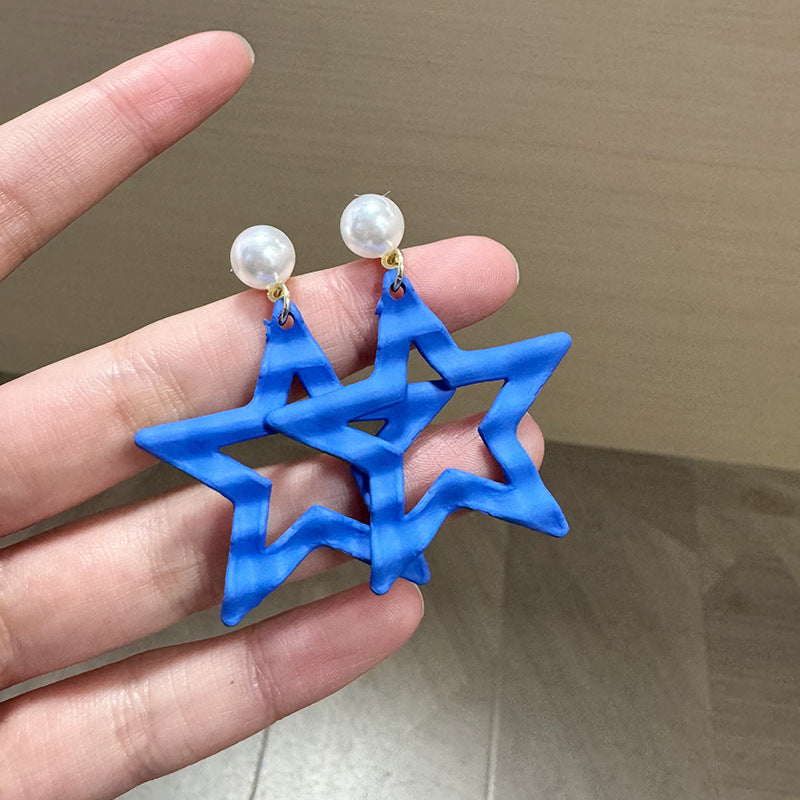 Pearls Beaded Star Shaped Drop Earrings