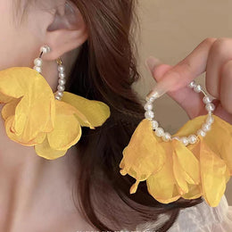 Floral Half Hoop Earrings