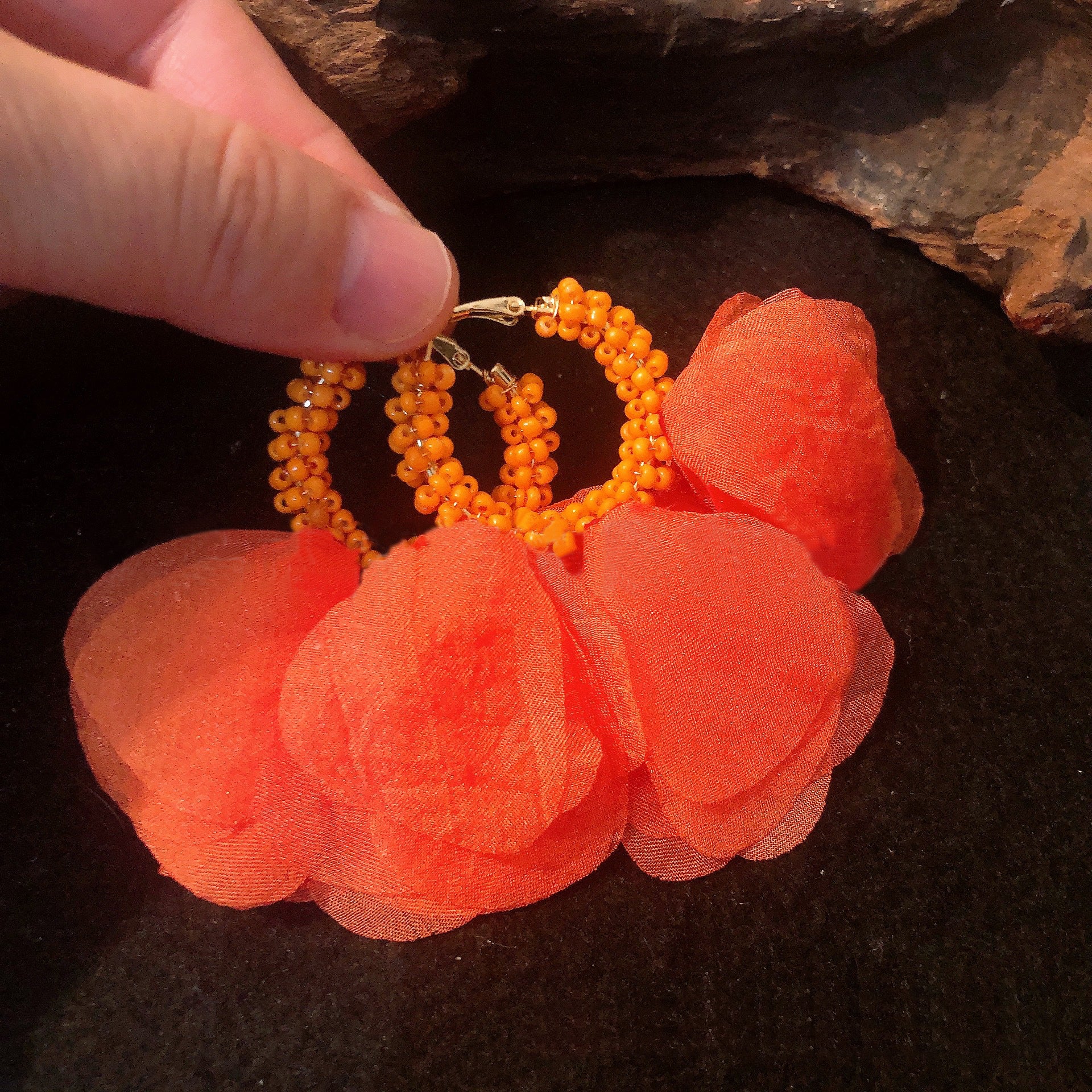 Floral Half Hoop Earrings