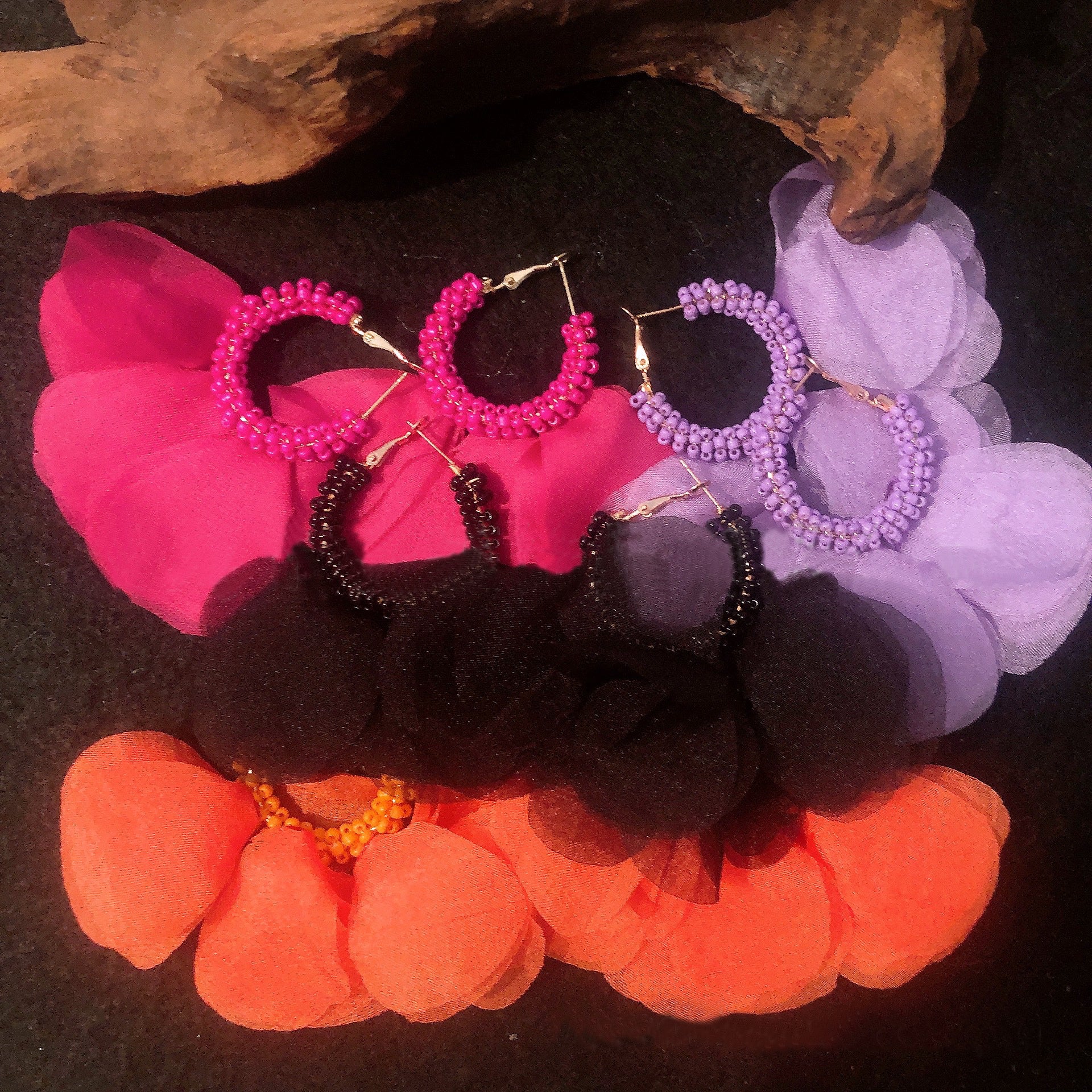 Floral Half Hoop Earrings