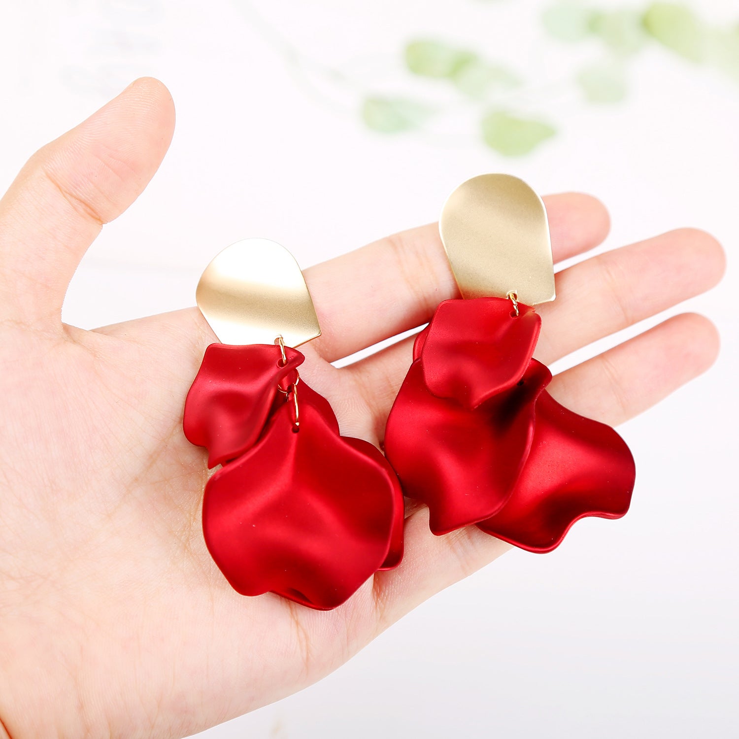 Leaf Shaped Drop Earrings