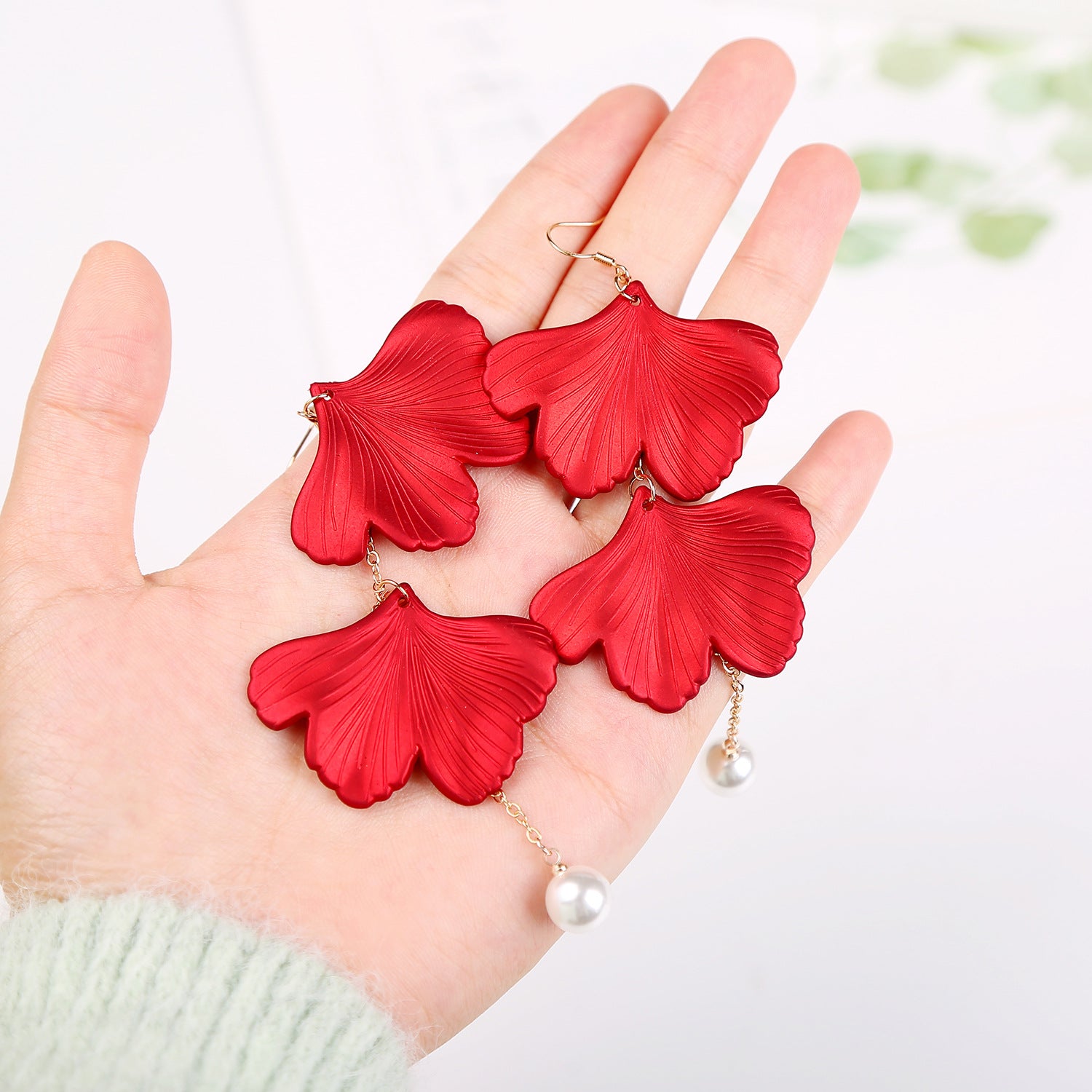 Leaf Shaped Drop Earrings