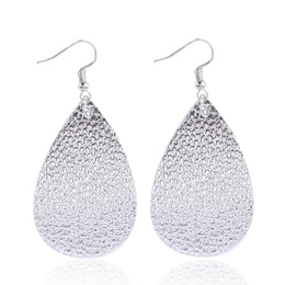 Silver-Plated Oval Shaped Drop Earrings