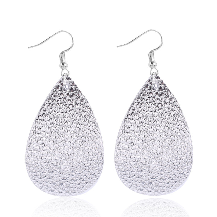 Silver-Plated Oval Shaped Drop Earrings