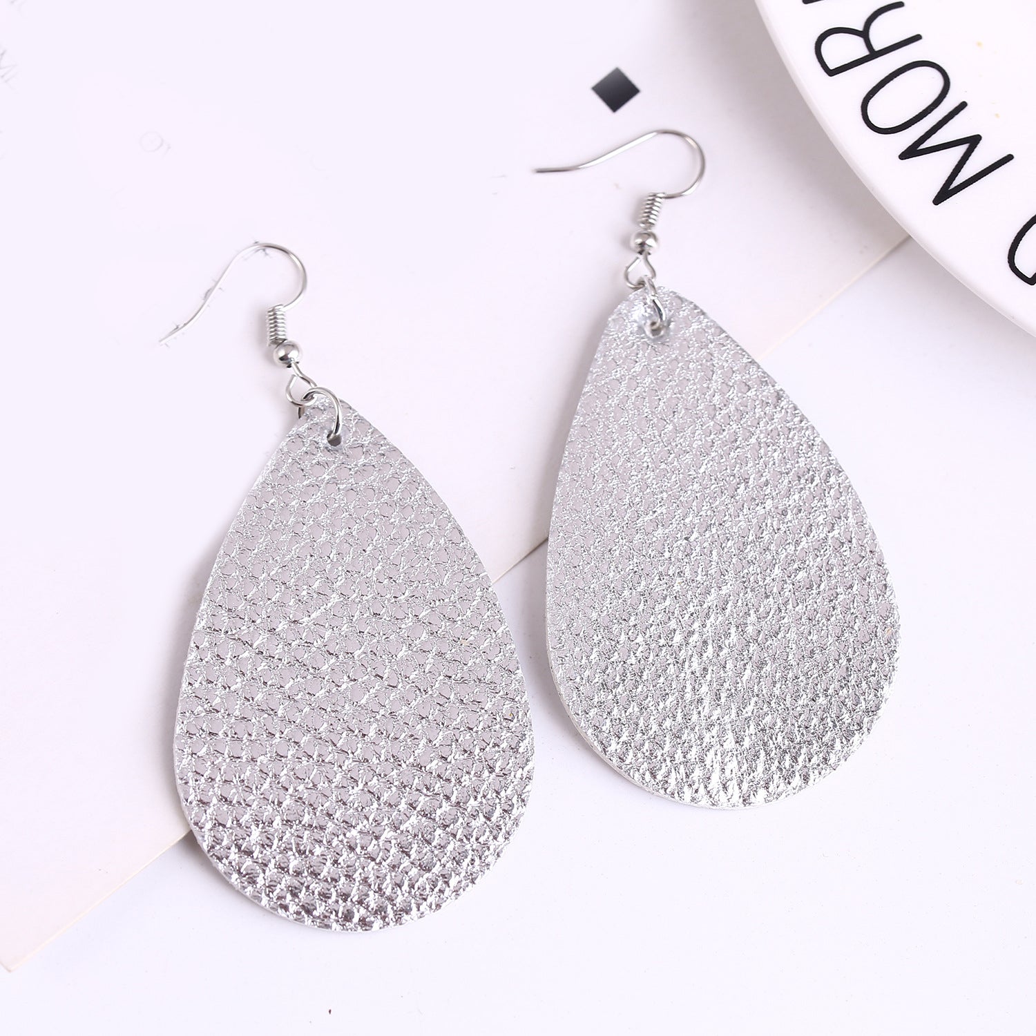 Silver-Plated Oval Shaped Drop Earrings