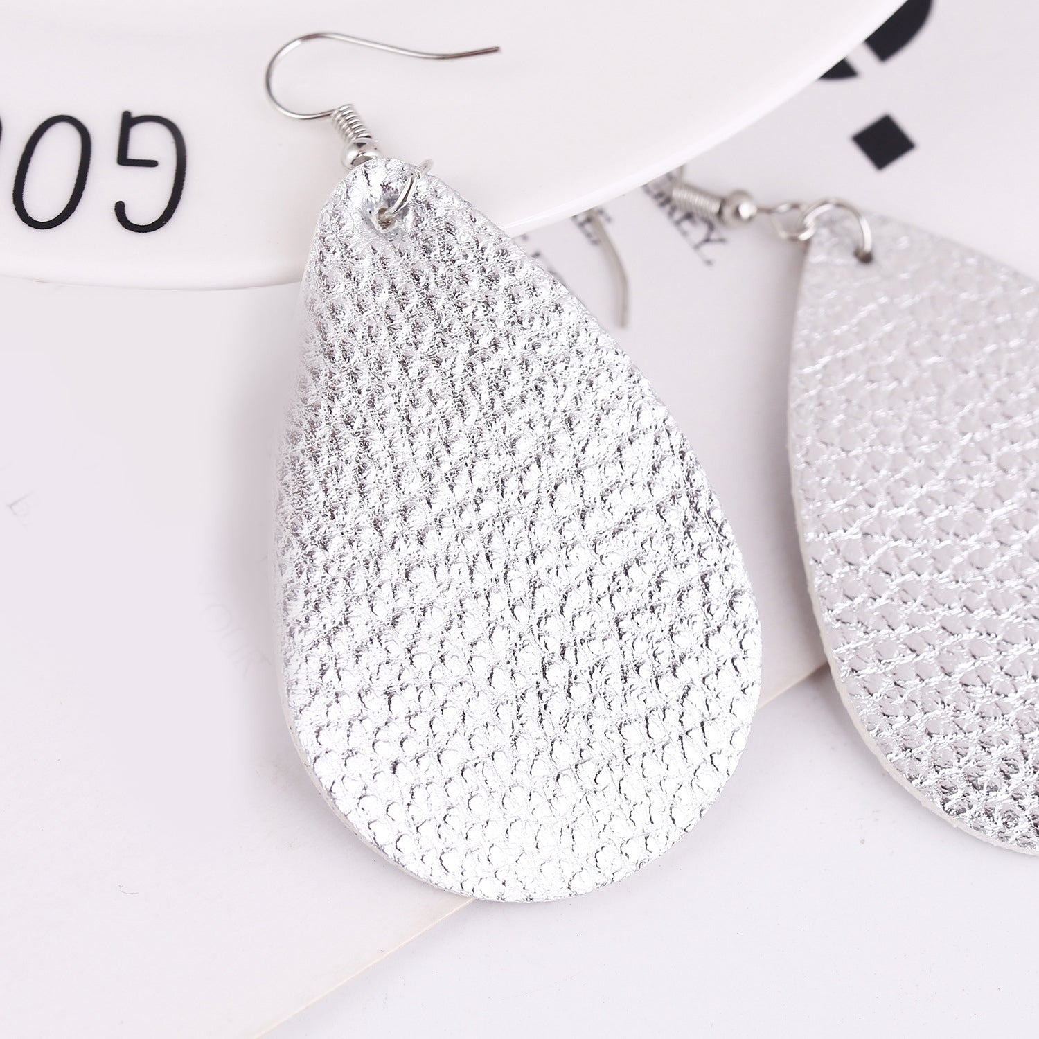 Silver-Plated Oval Shaped Drop Earrings