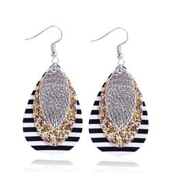 Silver Plated Oval Shaped Drop Earrings
