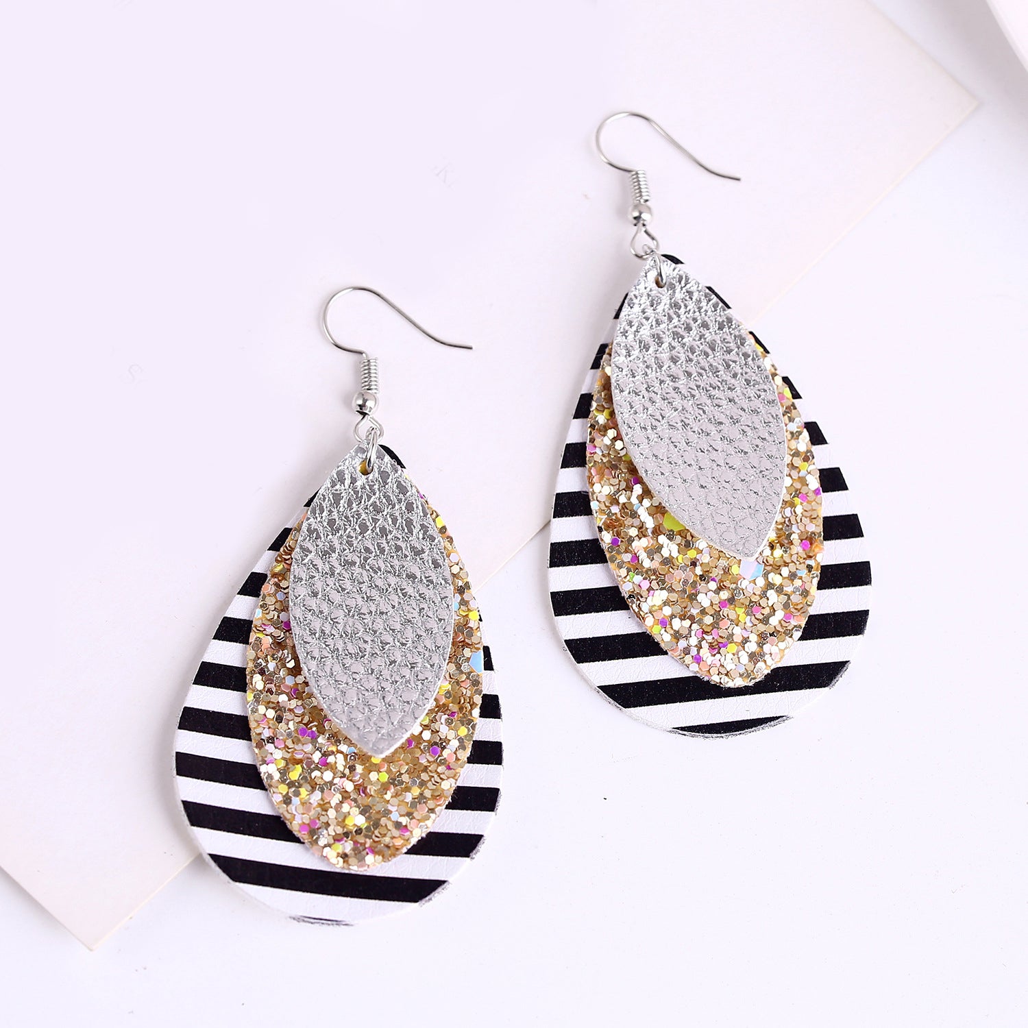 Silver Plated Oval Shaped Drop Earrings
