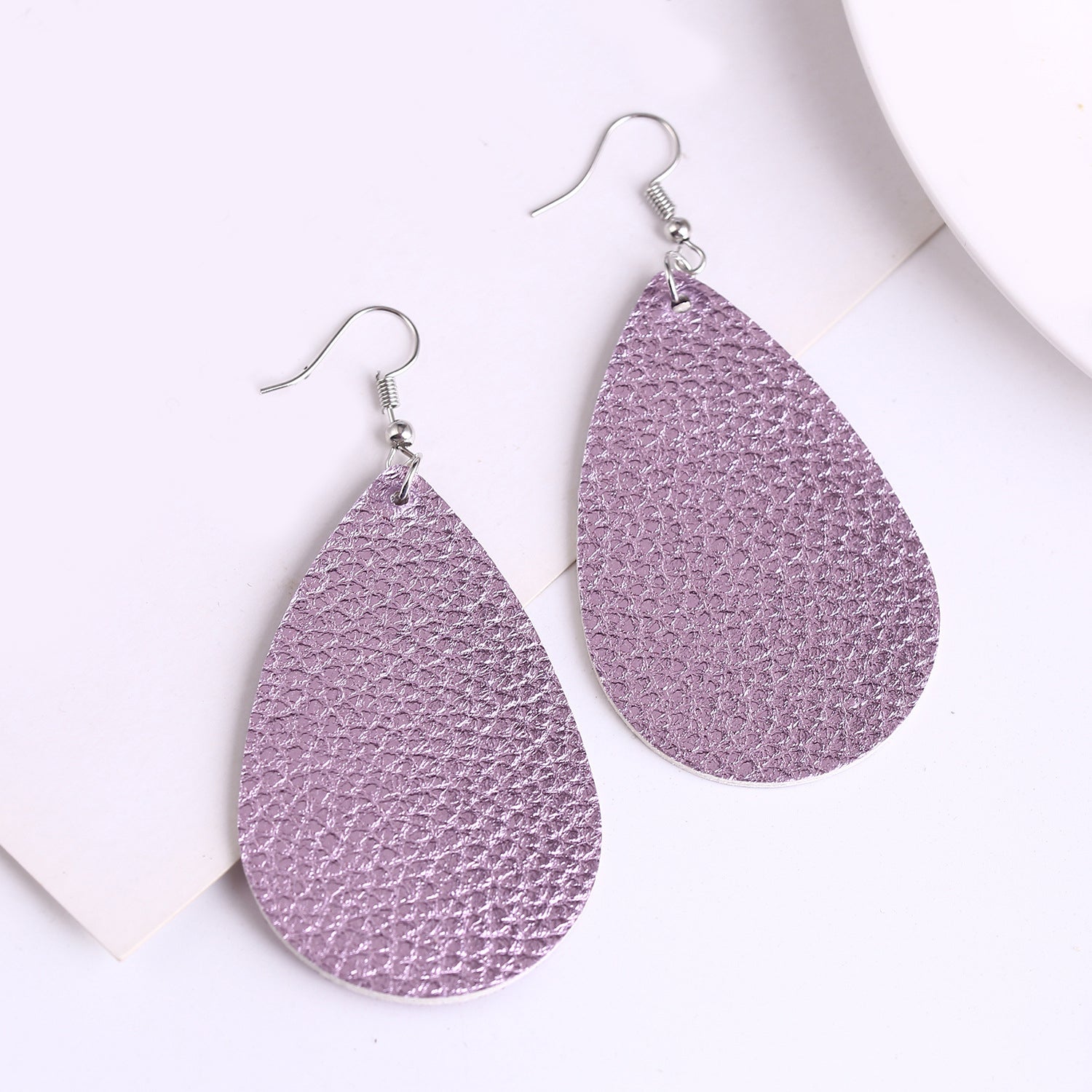 Silver-Plated Teardrop Shaped Drop Earrings