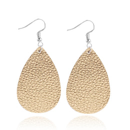 PU Silver Plated Oval Shaped Drop Earrings