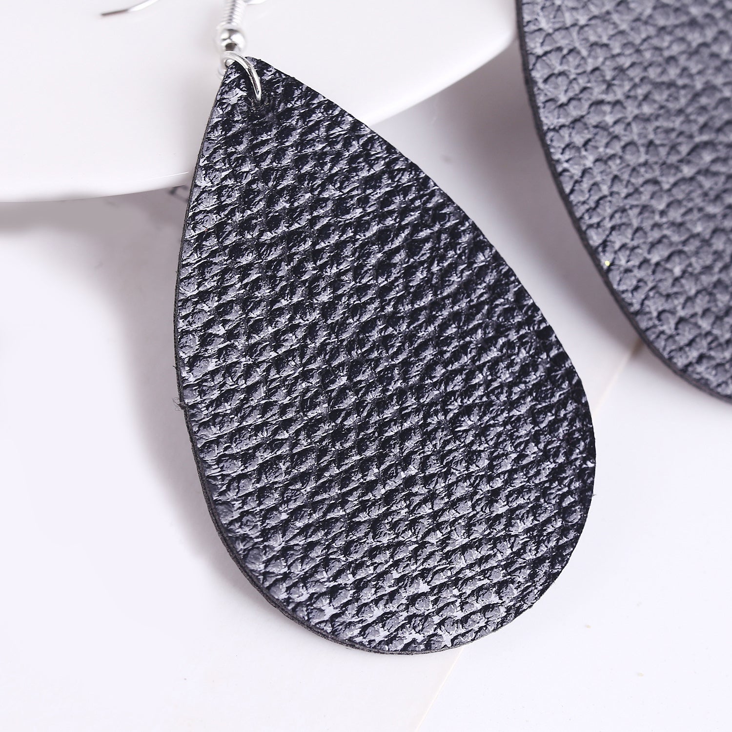 Silver-Plated Oval Shaped Drop Earrings