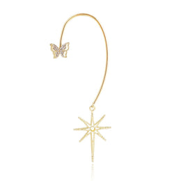 Gold Plated Artificial Stones Studded Contemporary Ear Cuff