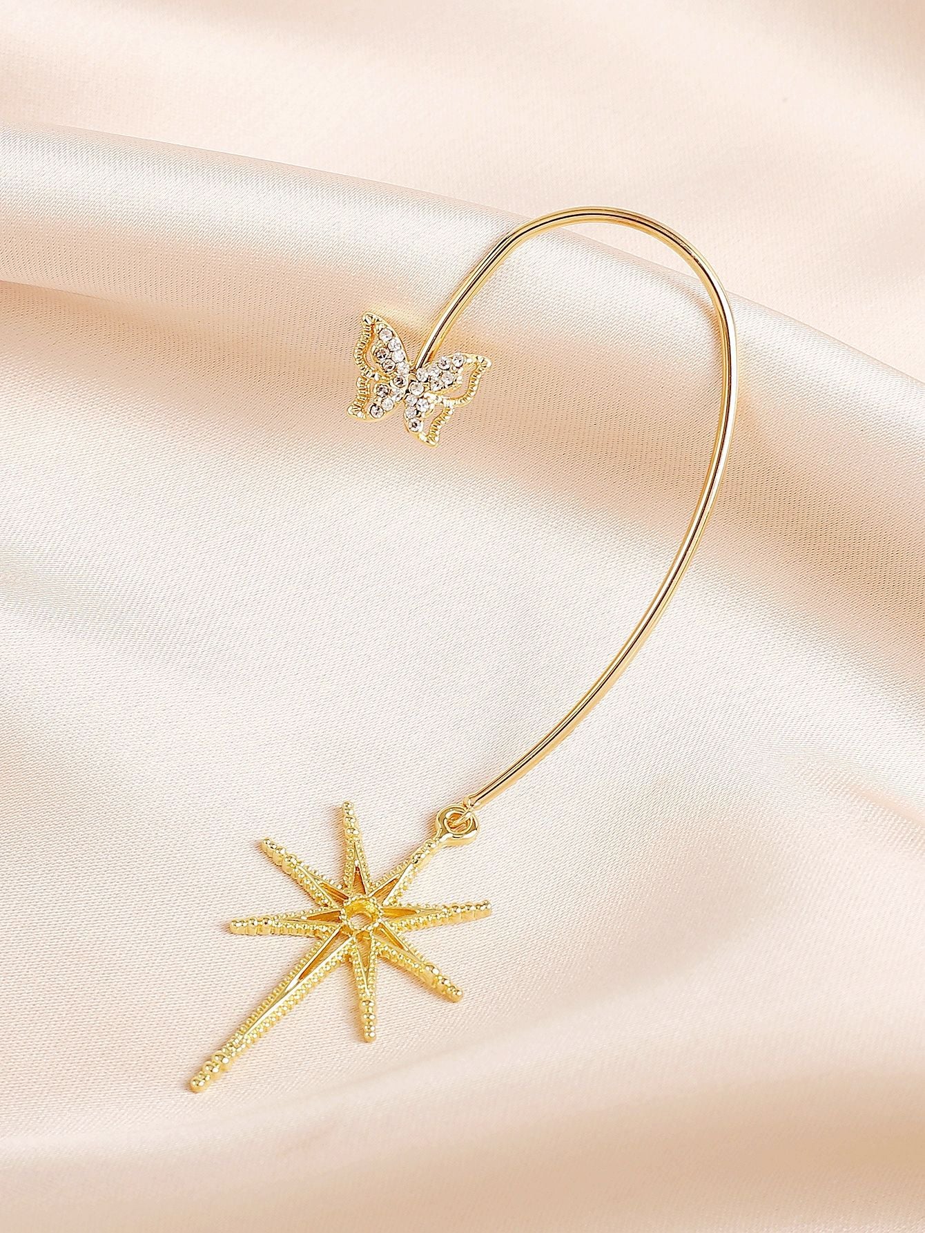 Gold Plated Artificial Stones Studded Contemporary Ear Cuff