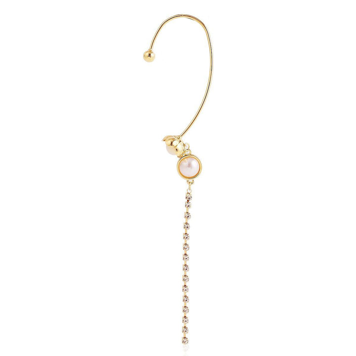 Gold Plated Pearls Beaded Contemporary Ear Cuff