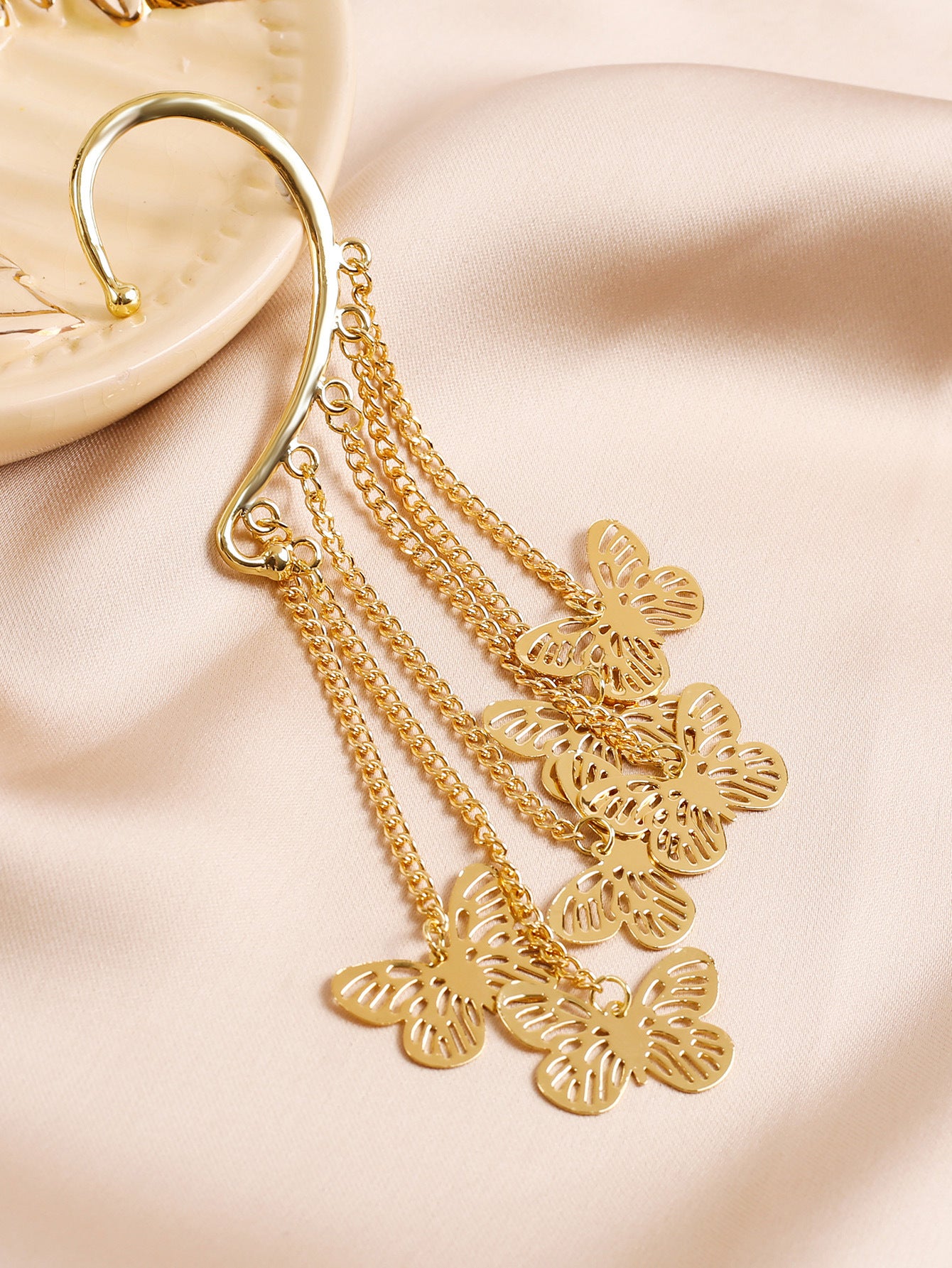 Gold Plated Tasselled Contemporary Ear Cuff