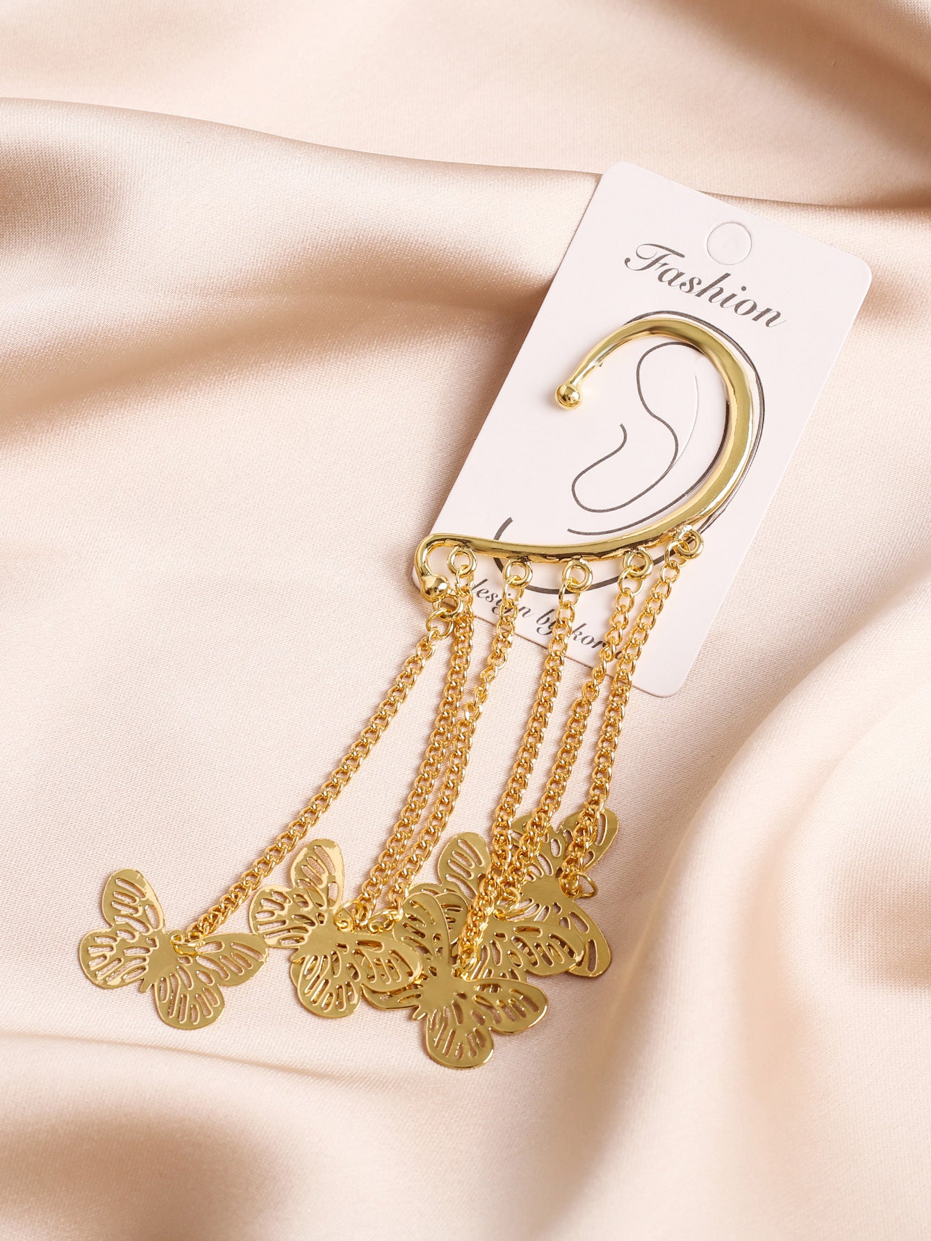 Gold Plated Tasselled Contemporary Ear Cuff
