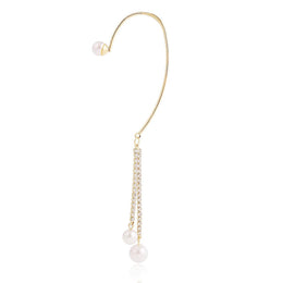 Gold Plated Artificial Studded & Beaded Contemporary Ear Cuff