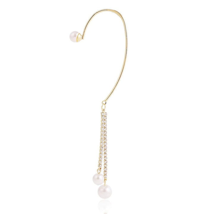 Gold Plated Artificial Studded & Beaded Contemporary Ear Cuff