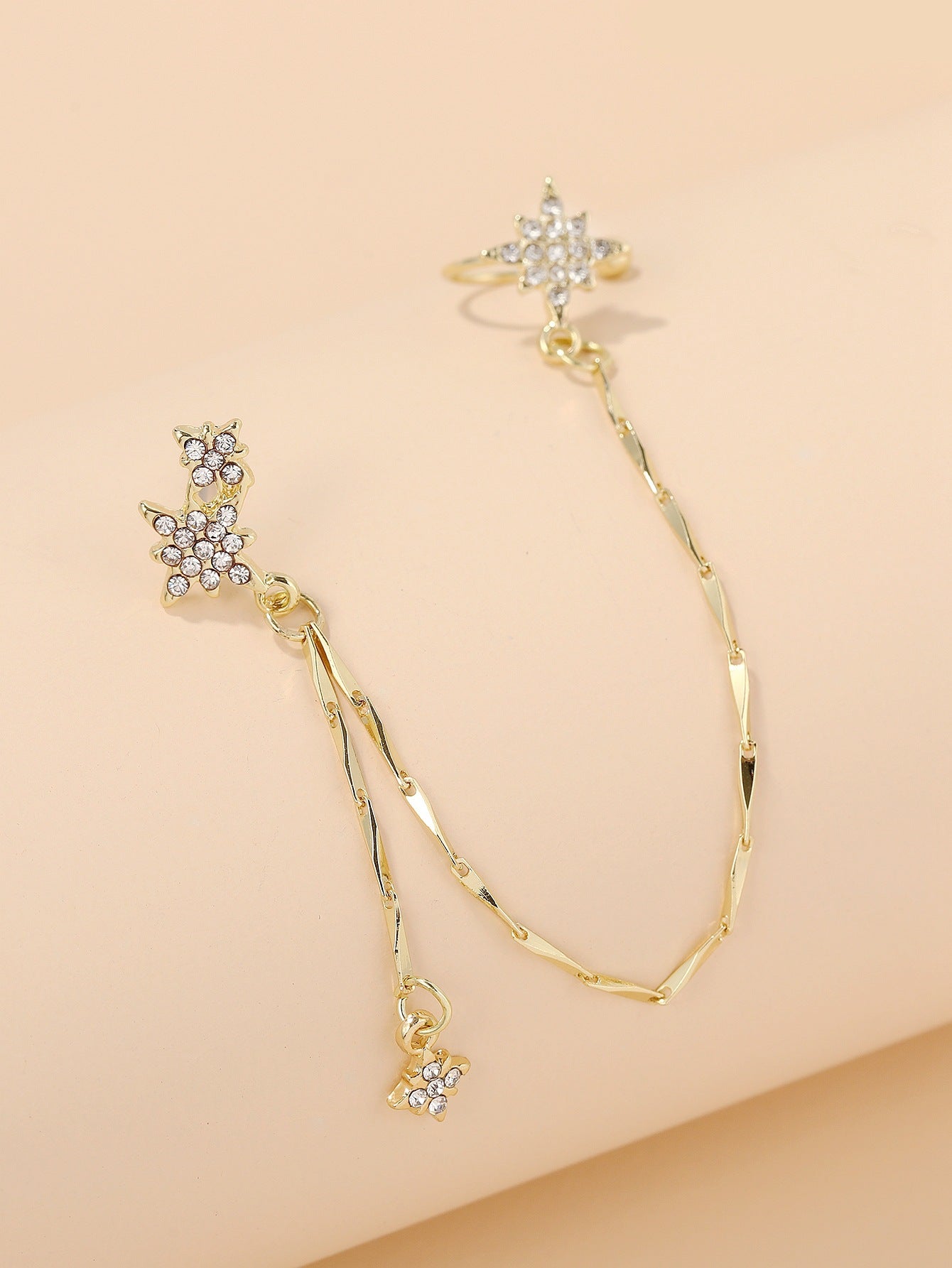 Gold Plated Artificial Stones Studded Contemporary Ear Cuff