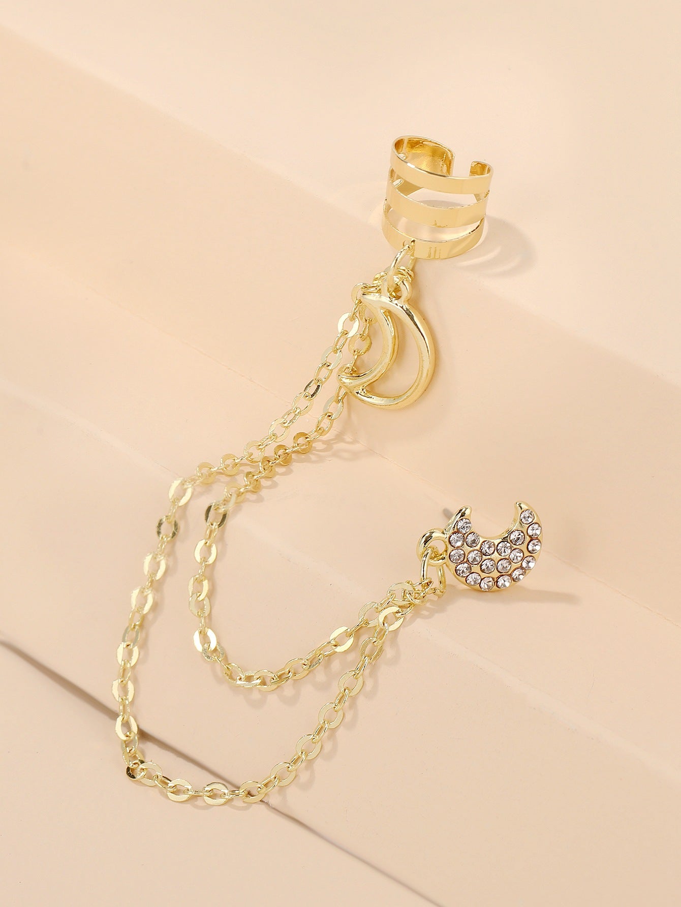 Gold Plated Artificial Stones Studded Contemporary Ear Cuff