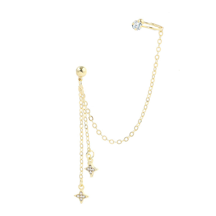 Gold-Plated Artificial Stones Studded Star Shaped Ear Cuff