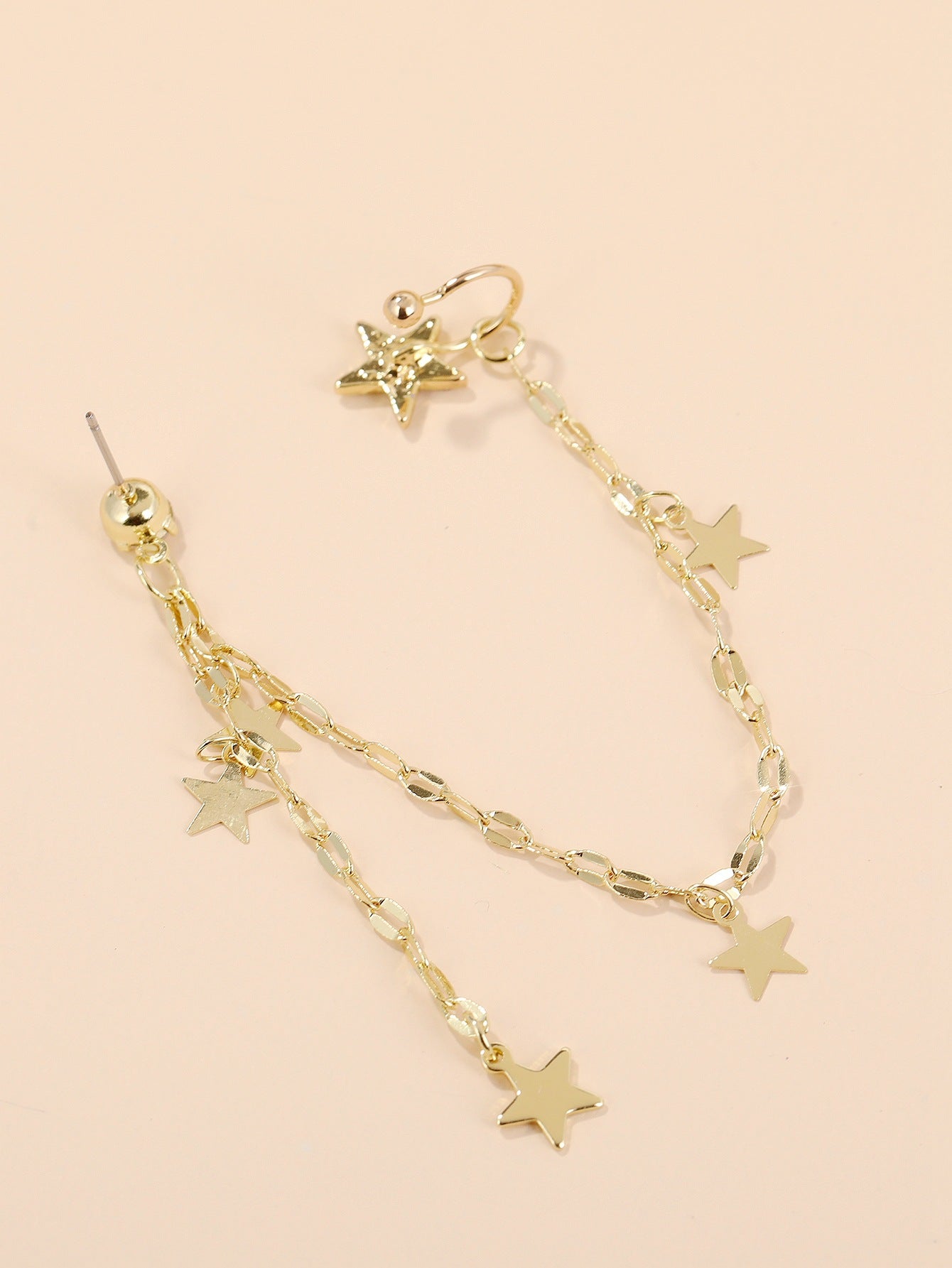 Gold-Plated Artificial Stones Studded Star Shaped Ear Cuff