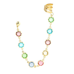 Gold-Plated Artificial Stones Studded Floral Shaped Ear Cuff