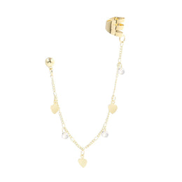 Gold Plated Artificial Studded & Beaded Contemporary Ear Cuff