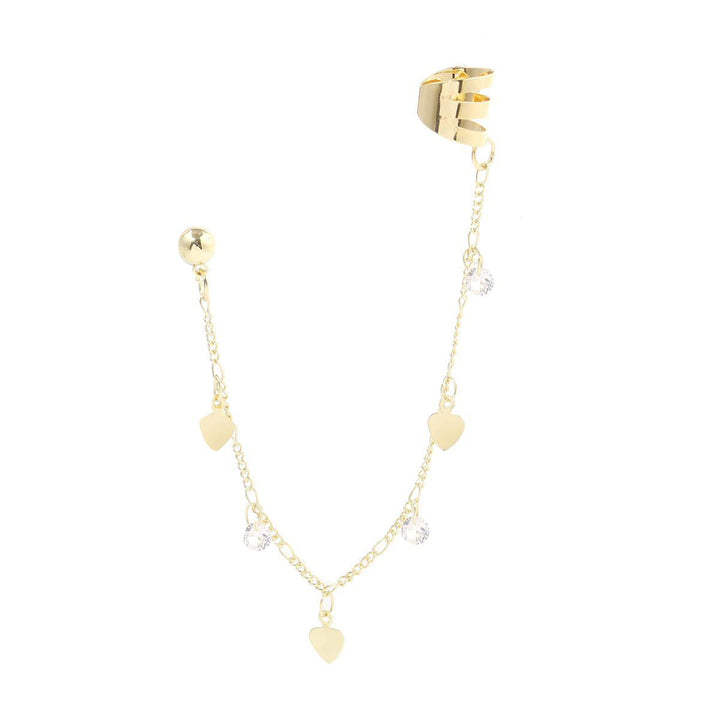 Gold Plated Artificial Studded & Beaded Contemporary Ear Cuff