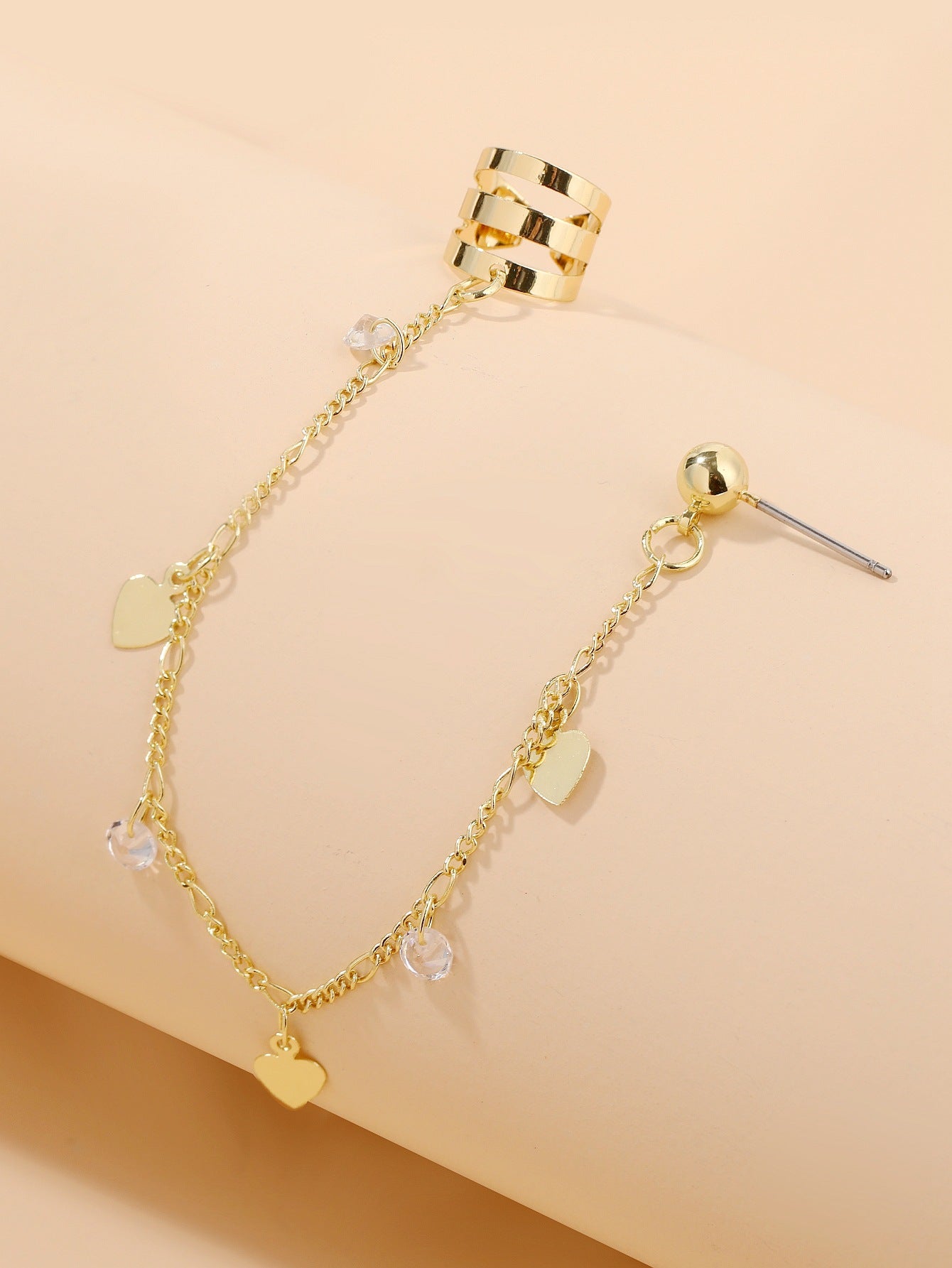Gold Plated Artificial Studded & Beaded Contemporary Ear Cuff