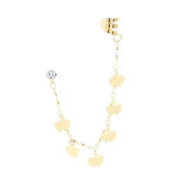 Gold-Plated Artificial Stones Studded Butterfly Shaped Ear Cuff