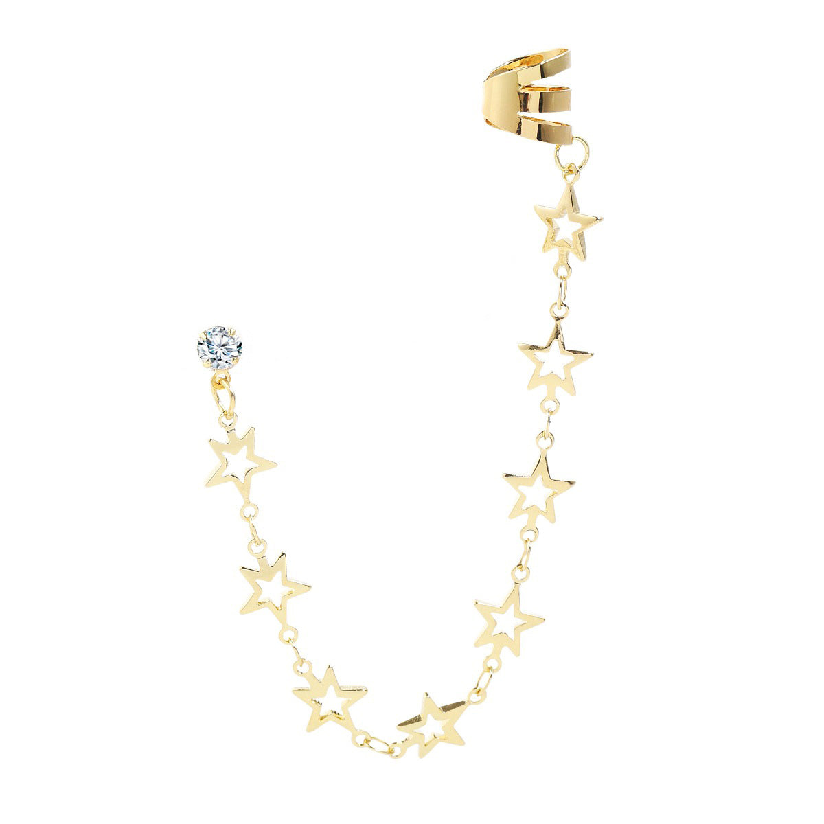 Gold Plated Artificial Stones Studded  Contemporary Ear Cuff
