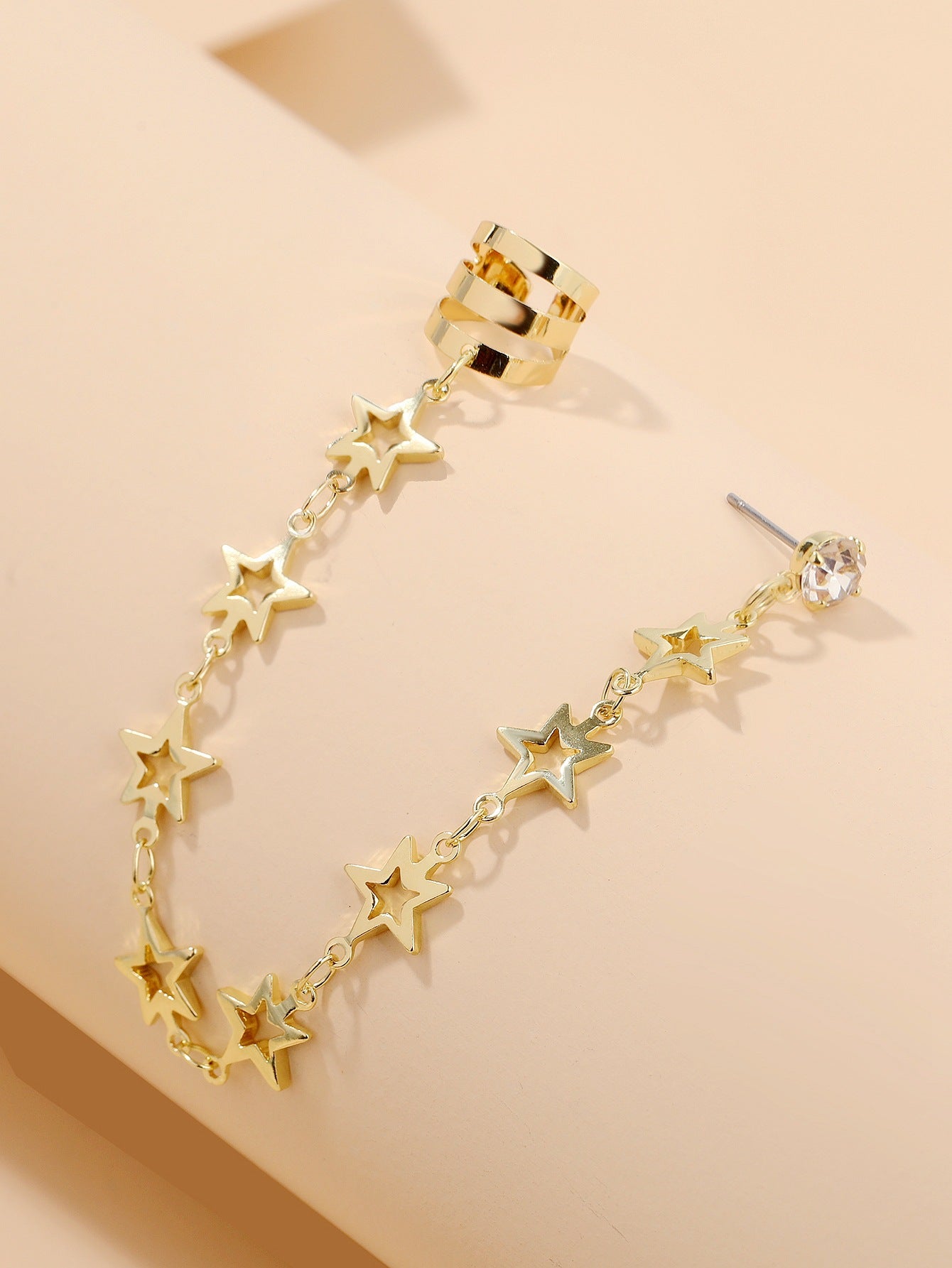 Gold Plated Artificial Stones Studded  Contemporary Ear Cuff