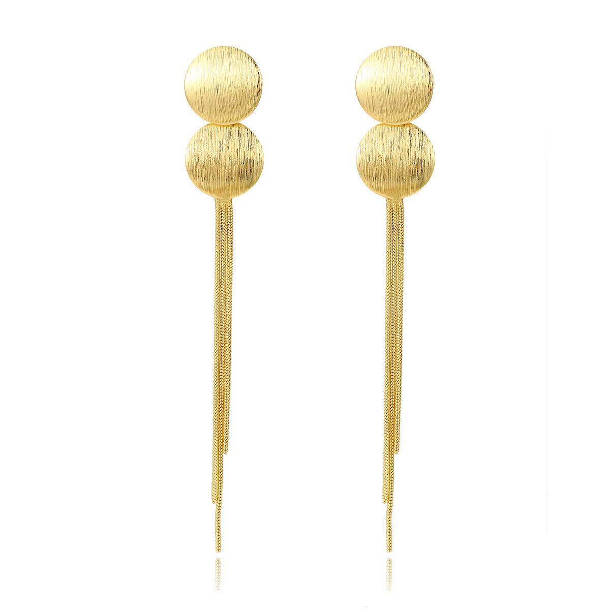 Gold-Plated Circular Shaped Drop Earrings