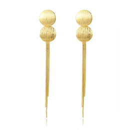 Gold-Plated Circular Shaped Drop Earrings