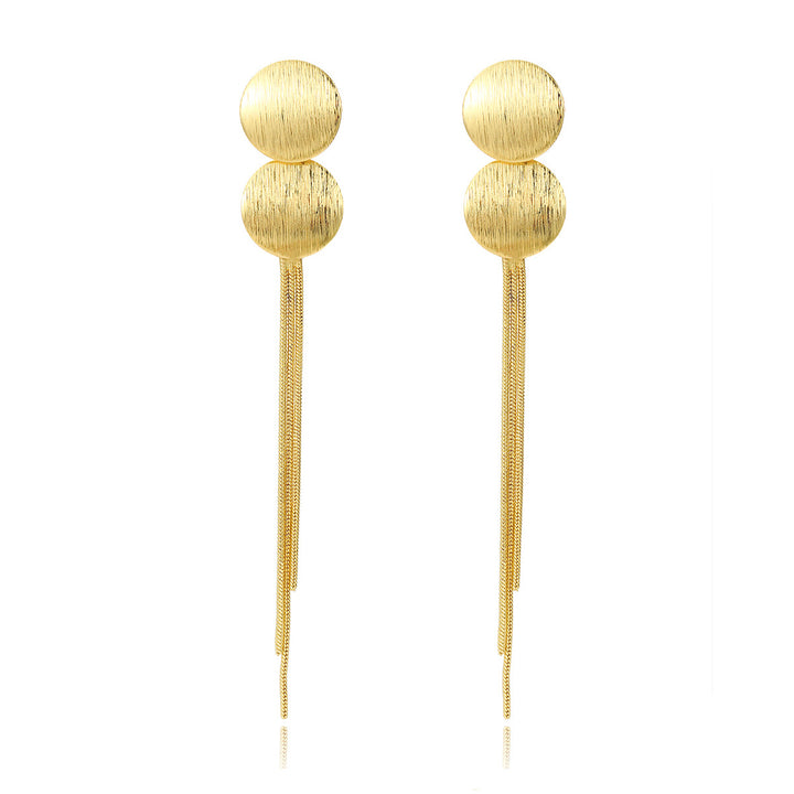 Gold-Plated Circular Shaped Drop Earrings
