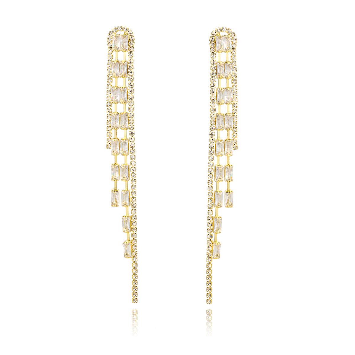 Gold Plated Artificial Stones Studded Contemporary Drop Earrings