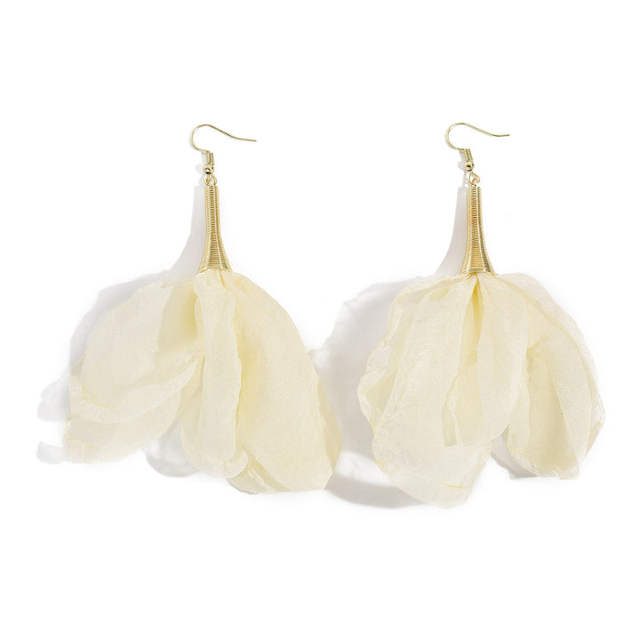 Gold-Plated Feather Shaped Drop Earrings