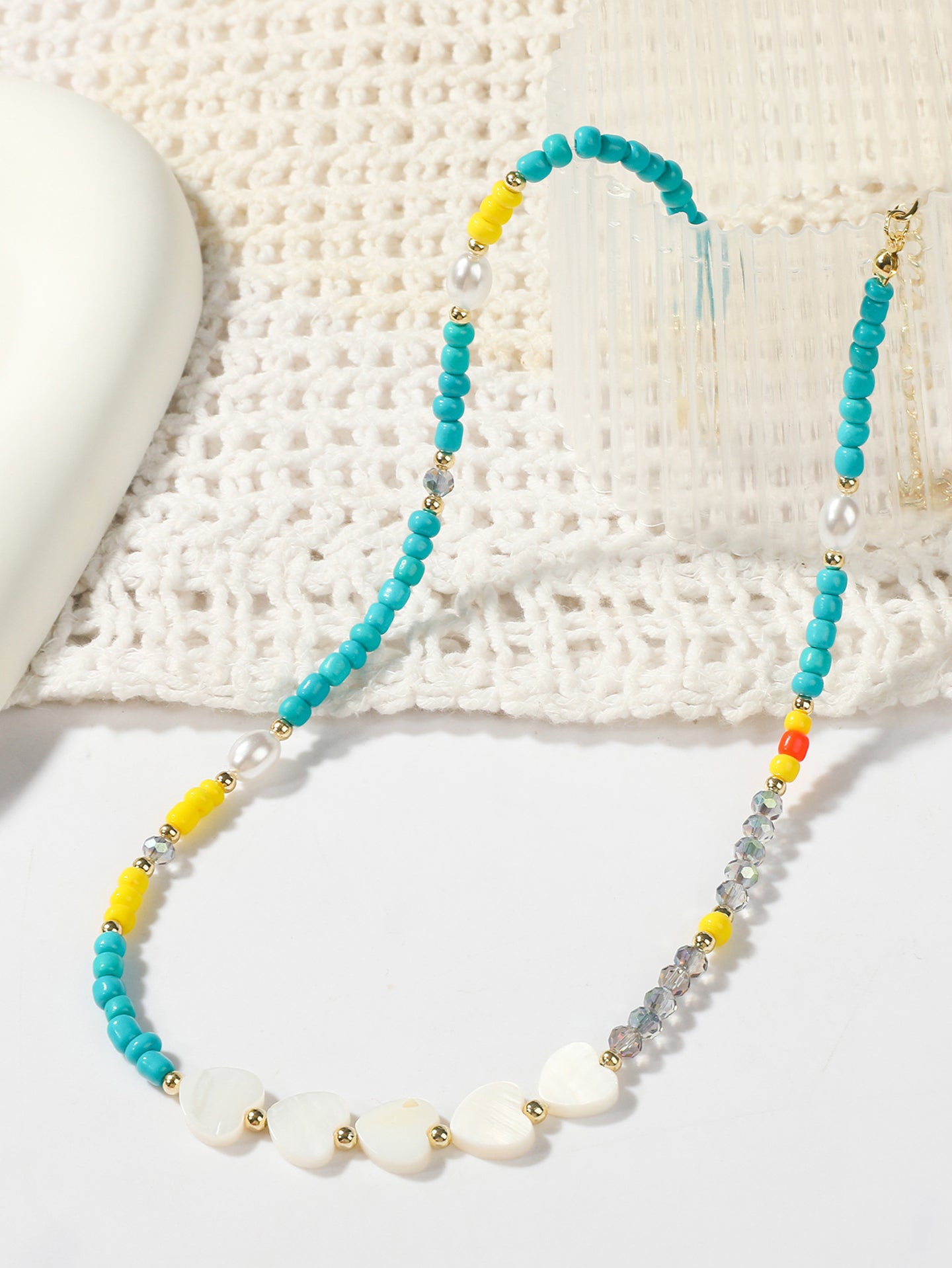 Gold-Plated Enamelled Beaded Statement Necklace